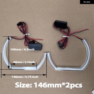 BMW M スタイル ホワイトアクリルライト リング DRL LED エンジェルアイキット 1 2 3 4 5 6 7シリーズ E38 E39 E60 E53 E46 E90 E91 E92 E9 - 2pcs 146mm C-shaped