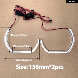 BMW M スタイル ホワイトアクリルライト リング DRL LED エンジェルアイキット 1 2 3 4 5 6 7シリーズ E38 E39 E60 E53 E46 E90 E91 E92 E9 - 2pcs 158mm C-shaped
