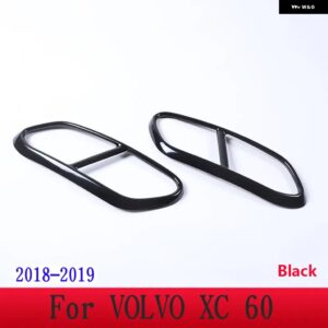 ボルボ XC60 S60 XC90 S90V 90 ステンレス テールマフラー 出力カバー 装飾 カバー カーアクセサリー カスタムパーツ アクセサリー 交換用 - For XC60 18-19 Black