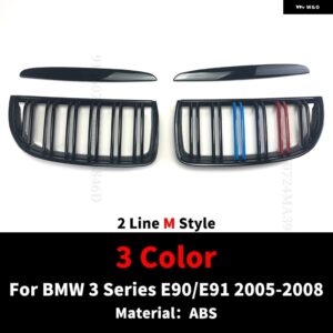 BMW 2 ラインフロントキドニーラジエーターグリルミドルメッシュグリル 3 E90 E91 2005-2012 320I 325I 330I 335I グリッドチューニングアク - 05-08 M Style
