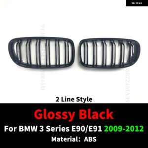 BMW 2 ラインフロントキドニーラジエーターグリルミドルメッシュグリル 3 E90 E91 2005-2012 320I 325I 330I 335I グリッドチューニングアク - 09-12 Glossy Black