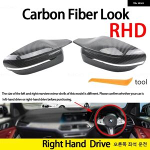 BMW 3 4 5 7 8シリーズ G20 G21 G30 G38 G22 G23 G11 G12 G15 G16 カーボン交換用サイドミラー カバー キャップ カスタムパーツ アクセサリ - RHD-Carbon Pattern