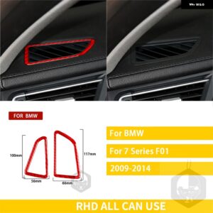 BMW 7シリーズ F01 2009-2014 アクセサリーカーボンインテリア計器エアアウトレットパネルトリム ステッカー 装飾 カスタムパーツ アクセサ - Red RHD