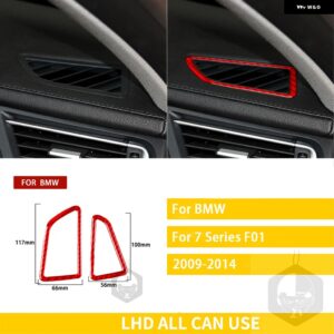 BMW 7シリーズ F01 2009-2014 アクセサリーカーボンインテリア計器エアアウトレットパネルトリム ステッカー 装飾 カスタムパーツ アクセサ - Red LHD