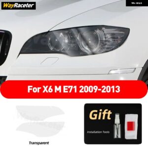 BMW ヘッドライト フィルムクリアスモークブラック TPU ステッカー X6 E71 E72 F16 F86 G06 F96 M パフォーマンスアクセサリー カスタムパ - TransparentX6M 09-13
