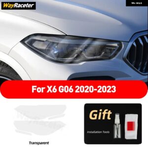 BMW ヘッドライト フィルムクリアスモークブラック TPU ステッカー X6 E71 E72 F16 F86 G06 F96 M パフォーマンスアクセサリー カスタムパ - TransparentG06 20-23