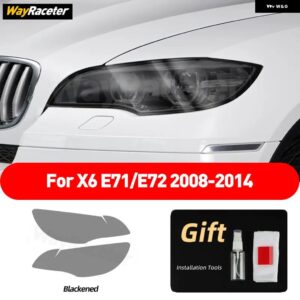 BMW ヘッドライト フィルムクリアスモークブラック TPU ステッカー X6 E71 E72 F16 F86 G06 F96 M パフォーマンスアクセサリー カスタムパ - Blackened X6 08-14