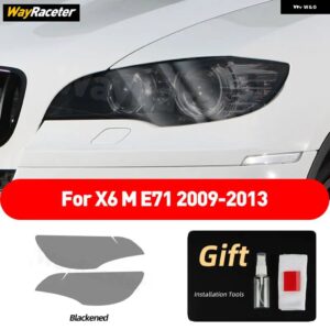 BMW ヘッドライト フィルムクリアスモークブラック TPU ステッカー X6 E71 E72 F16 F86 G06 F96 M パフォーマンスアクセサリー カスタムパ - BlackenedX6M 09-13