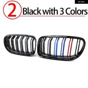 BMW フロントキドニーグリル 3シリーズ E90 E91 LCI 2009/12/01 ダブルスラットライングロスブラックレーシンググリル カスタムパーツ アク - 2.Black with 3 color