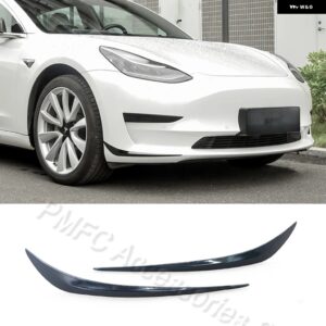 テスラ フロントバンパー コーナープロテクターフォグランプ スポイラー 風ナイフ 装飾 ステッカー 2016-2022 モデル 3 モデル Y カ - bright black