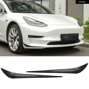 テスラ フロントバンパー コーナープロテクターフォグランプ スポイラー 風ナイフ 装飾 ステッカー 2016-2022 モデル 3 モデル Y カ - Bright Carbon