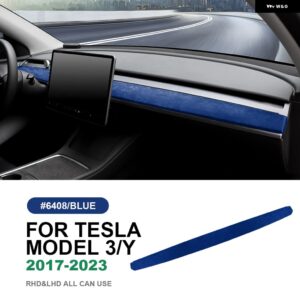 テスラ イタリアトップスエードダッシュボードモールドトリム カバー モデル 3 モデル Y 2017-2020-23 装飾カーインテリア アクセサ - blue