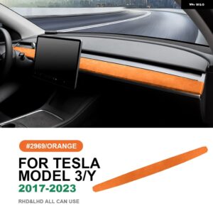 テスラ イタリアトップスエードダッシュボードモールドトリム カバー モデル 3 モデル Y 2017-2020-23 装飾カーインテリア アクセサ - Orange