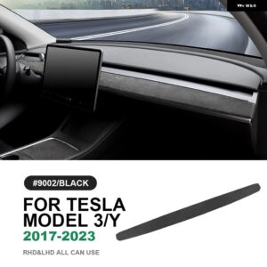 テスラ イタリアトップスエードダッシュボードモールドトリム カバー モデル 3 モデル Y 2017-2020-23 装飾カーインテリア アクセサ - black