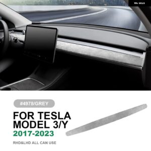 テスラ イタリアトップスエードダッシュボードモールドトリム カバー モデル 3 モデル Y 2017-2020-23 装飾カーインテリア アクセサ - gray
