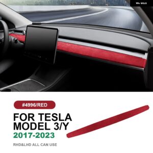 テスラ イタリアトップスエードダッシュボードモールドトリム カバー モデル 3 モデル Y 2017-2020-23 装飾カーインテリア アクセサ - red