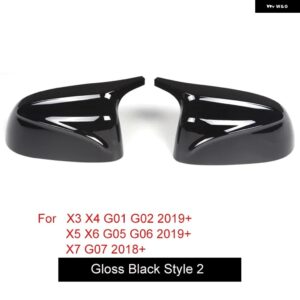 BMW グロッシーホワイト ミラー カバー 交換タイプ 2018+ X3 X4 X5 X6 X7 G01 G02 G03 G05 G06 G07 カスタムパーツ アクセサリー 交換用部 - Gloss Black 2