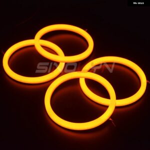 BMW LED エンジェルアイ E46 クーペコンバーチブル 325CI 330CI キセノンヘッドライト ウィンカーライト DRL リングカーアクセサリー カス - White Yellow