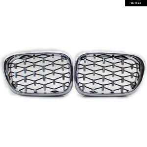 BMW E39 5シリーズ 525I 528I 530I 1ペア フロントキドニーバンパー グリル ダイヤモンドグリル メテオスタイルレーシンググリル 1999-2003 - all silver