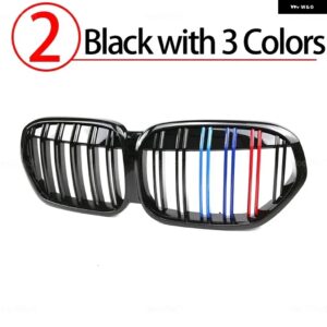 BMW フロントバンパー キドニーグリル フードグリル 2 ラインダブルスラット X1 F48 F49 LCI 2020-23 カーアクセサリー カスタムパーツ ア - 2.Black with 3 color