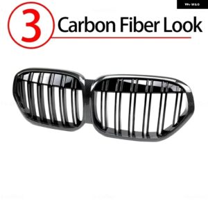 BMW フロントバンパー キドニーグリル フードグリル 2 ラインダブルスラット X1 F48 F49 LCI 2020-23 カーアクセサリー カスタムパーツ ア - 3.Carbon fiber look