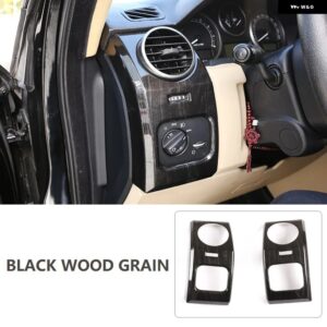 ランドローバー 2個 ダッシュボードサイドエアアウトレットパネル装飾フレーム TIRM ディスカバリー 3 LR3 2004-2009 インテリア アクセサリ - Black Wood Grain