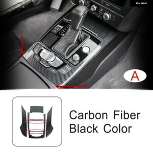 アウディ ステンレス センターコンソールギアシフトフレーム装飾カバー トリム A6 C7 2012-2018 カースタイリングインテリア アクセサリー - A Carbon Fiber Color