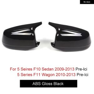 BMW ABS グロス ホワイト ミラー カバー 交換用 2010 - 2013 5シリーズ F10 F11 |完璧なフィット感 UVカット 高光沢仕上げ カスタムパーツ - black