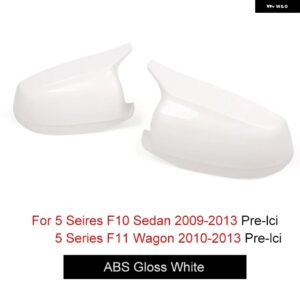 BMW ABS グロス ホワイト ミラー カバー 交換用 2010 - 2013 5シリーズ F10 F11 |完璧なフィット感 UVカット 高光沢仕上げ カスタムパーツ - WHITE