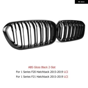 BMW ABS の交換用カースタイリングフロントバンパー キドニーグリル メッシュ 1シリーズ F20 F21 LCI 2015-2019 フェイスリフト カスタムパ - 2 slat gloss black