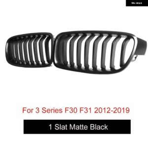 BMW グロスブラック 2 スラット フロント バンパー グリル 交換用 ABS KIDNEYRACING グリル F30 F31 3シリーズ セダン ワゴン 2012 - 2018 - 1 Matte Black