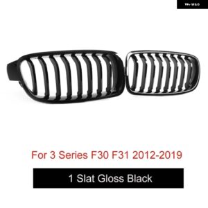 BMW グロスブラック 2 スラット フロント バンパー グリル 交換用 ABS KIDNEYRACING グリル F30 F31 3シリーズ セダン ワゴン 2012 - 2018 - 1 Gloss Black