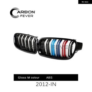 BMW グロスブラック 2 スラット フロント バンパー グリル 交換用 ABS KIDNEYRACING グリル F30 F31 3シリーズ セダン ワゴン 2012 - 2018 - 2 Gloss M
