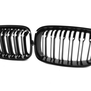 BMW F20 F21 1シリーズ 2011-2014 フェイスリフト済み自動フロントバンパー キドニーレーシンググリル ABS 交換用カースタイリンググリル - 2-fin Gloss Black