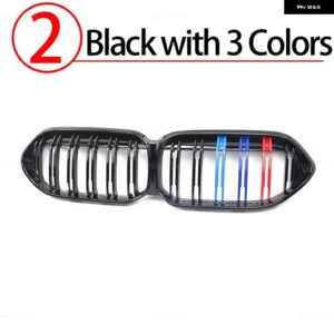 BMW フロントバンパー キドニーグリル フードグリル 2シリーズグランクーペ 4 ドア F44 2021-23 光沢 ABS グリル 交換 カスタムパーツ アク - 2.Black with 3 color