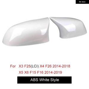 BMW ホワイト交換用 外装 バックミラー カバー 2014 - 2018 X3 F25 LCI X4 F26 X5 F15 X6 F16 ドアサイドミラー キャップ 2個 カスタムパー - gloss white ABS