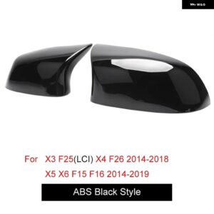 BMW ホワイト交換用 外装 バックミラー カバー 2014 - 2018 X3 F25 LCI X4 F26 X5 F15 X6 F16 ドアサイドミラー キャップ 2個 カスタムパー - Gloss Black ABS