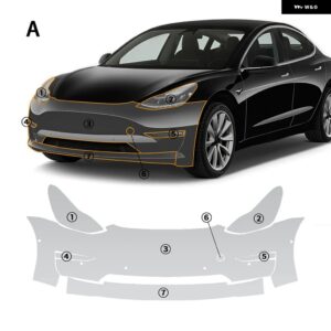 テスラ TPU 傷つきにくいペイントフィルムクリアブラジャー PPF モデル 3 MODEL3 2018-23 アクセサリー カスタムパーツ アク - Front Model 3 20-23
