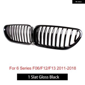 BMW 6シリーズ F06 グラン クーペ キドニー グリル ABS 2 スラット F12 クーペ F13 コンバーチブル交換用フロント バンパー グリル 2011-20 - 1-fin Gloss Black