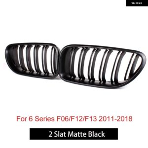 BMW 6シリーズ F06 グラン クーペ キドニー グリル ABS 2 スラット F12 クーペ F13 コンバーチブル交換用フロント バンパー グリル 2011-20 - 2-fin Matte Black
