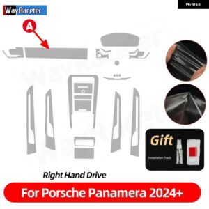 ポルシェ 自己修復アンチスクラッチトップ TPU ビニールセンターギアインテリア ペイントフィルム パナメーラ 2024 2025 アクセサリー カ - RHD the set A