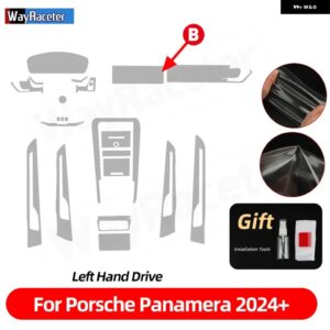 ポルシェ 自己修復アンチスクラッチトップ TPU ビニールセンターギアインテリア ペイントフィルム パナメーラ 2024 2025 アクセサリー カ - LHD the set B