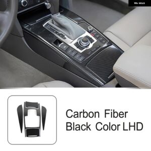 アウディ 車 A6 C6 2005-2011 コンソールギアシフトパネル 装飾カバー ステッカー トリム カーボンパターンステンレス デカール カスタムパ - Carbon fiber black