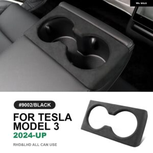 テスラ イタリアトップスエードリアウォーターカップホルダートリム カバー モデル 3 ハイランド 2024-アップインテリア カーアクセサリー - Model 3 Highland A