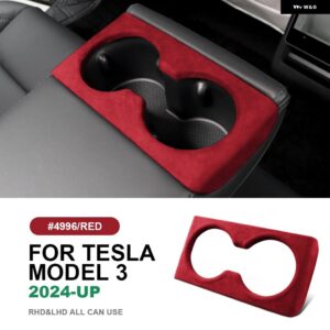 テスラ イタリアトップスエードリアウォーターカップホルダートリム カバー モデル 3 ハイランド 2024-アップインテリア カーアクセサリー - Model 3 Highland B