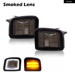 スバル スイッチバック アンバー イエロー LED フロント ターン シグナル ランプ WRX WRX STI デイタイム ランニングライト の - Smoked Lens