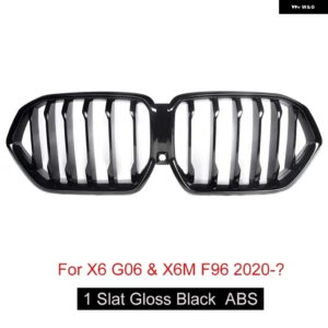 BMW グロスブラック REPALCEMENT ABS カースタイリングバンパー レーシンググリル X6 G06 X6M F96 2020 - 2022 フロントキドニーグリル カ - 1 slat gloss black