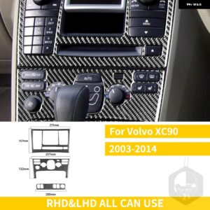 ボルボ XC90 XC クラシック 2003-2014 アクセサリーカーボンカーセンターコンソールパネル AC CD ボタンフレームカバー トリム ステッカー - a
