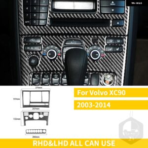 ボルボ XC90 XC クラシック 2003-2014 アクセサリーカーボンカーセンターコンソールパネル AC CD ボタンフレームカバー トリム ステッカー - b