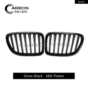 BMW フロントバンパー キドニーグリル X1 E84 2011 - 2015 デュアル単線レーシンググリル ABS 交換用オートスタイリング 2PC カスタムパー - 1 slat gloss black
